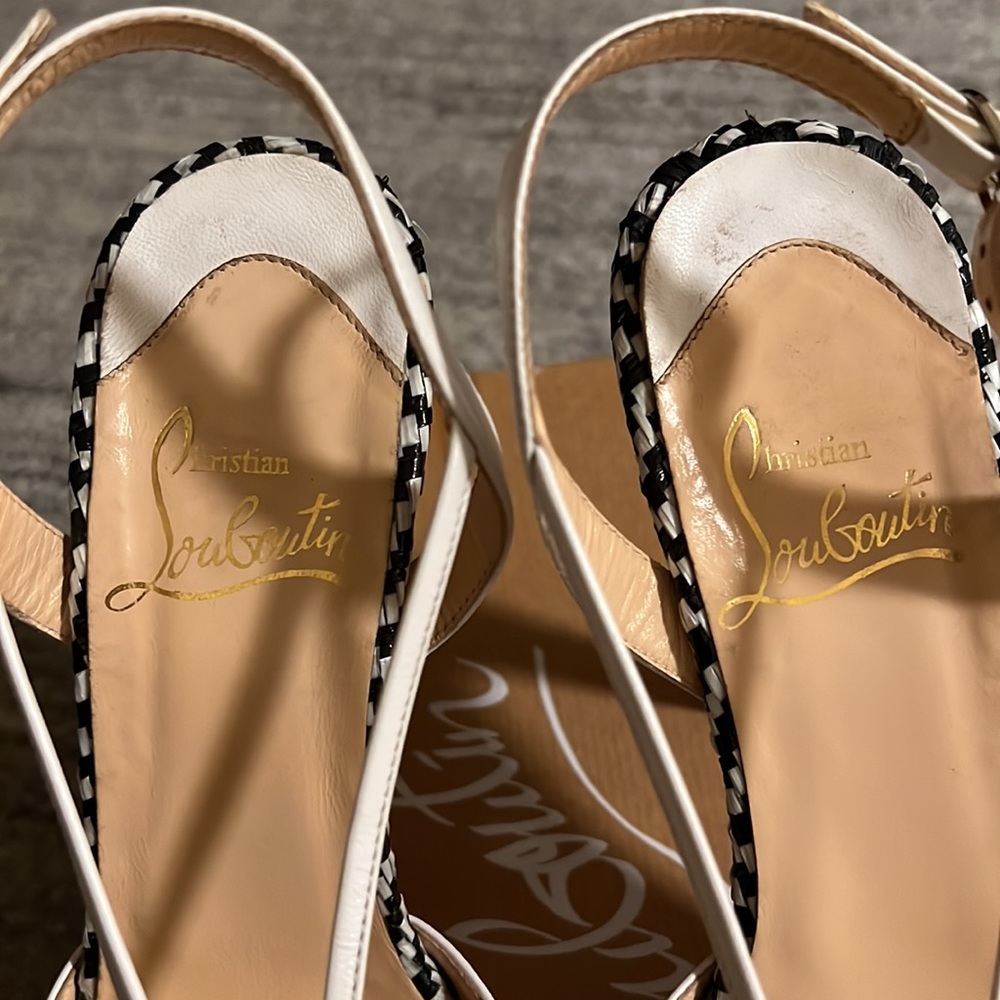 Authentic Christian Louboutin Activa white leather chevreau open toe hee… - Picture 10 of 12